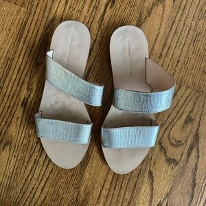 Loeffler Randall silver two tap sandals EUC size 9